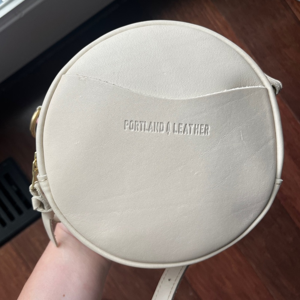 Portland Leather Cream Circular Crossbody Bag